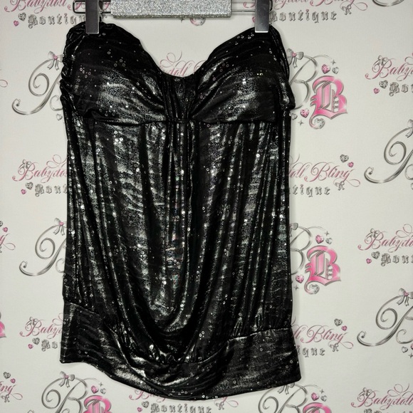 Dress sparkly sequins black grey silver sparkle glitter sexy mini dress tube y2k - Picture 7 of 10